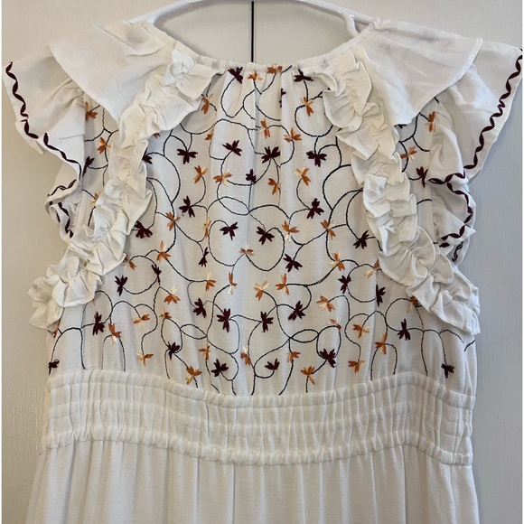 Anthropologie Embroidered Linen Midi Dress - Picture 9 of 17